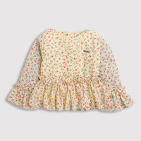 Tressel Yellow Floral Peplum Top for Girls – Trendy Kidswear