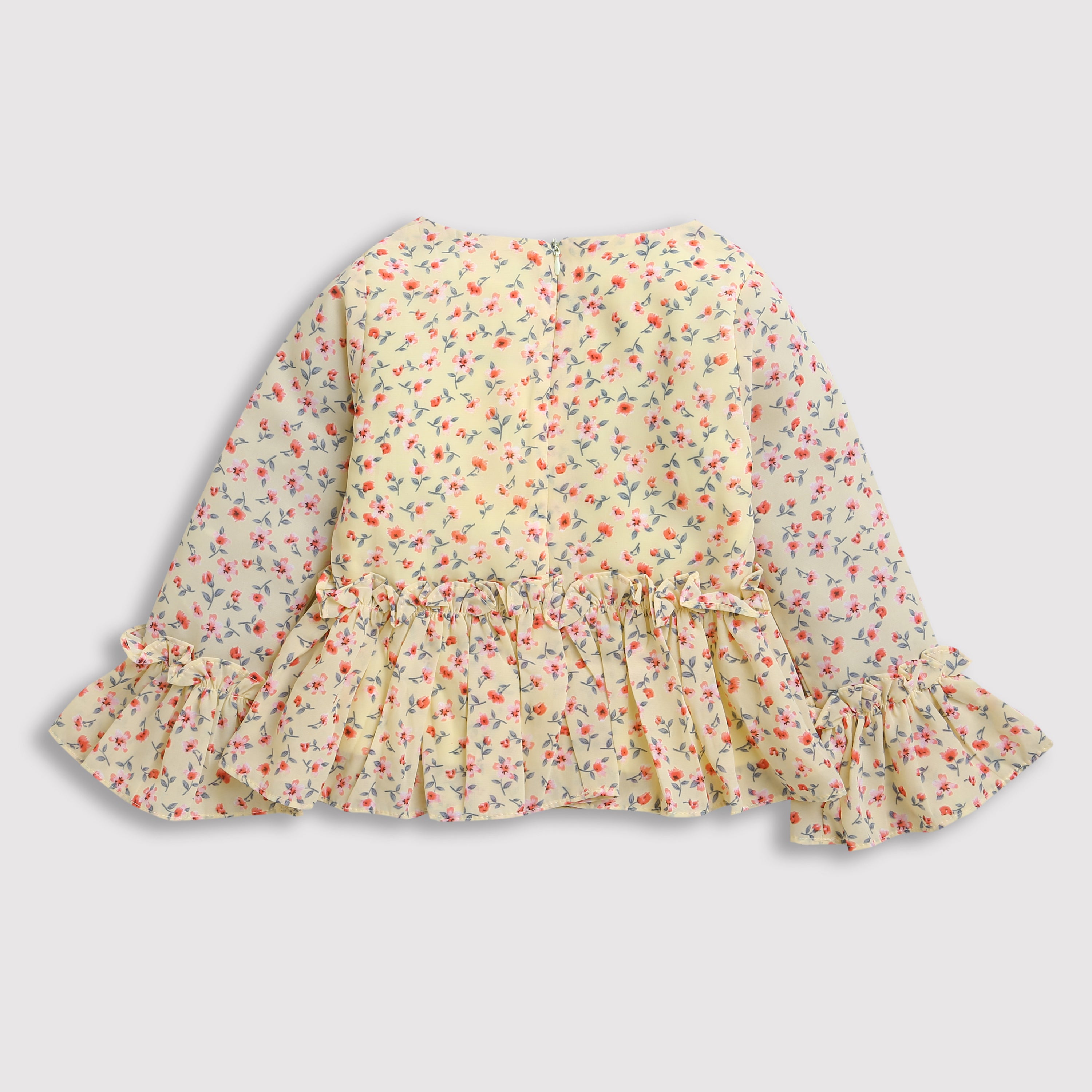 Tressel Yellow Floral Peplum Top for Girls – Trendy Kidswear