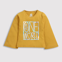 Tiny Girl Mustard Graphic Full-Sleeve Tee for Girls