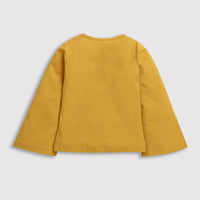 Tiny Girl Mustard Graphic Full-Sleeve Tee for Girls