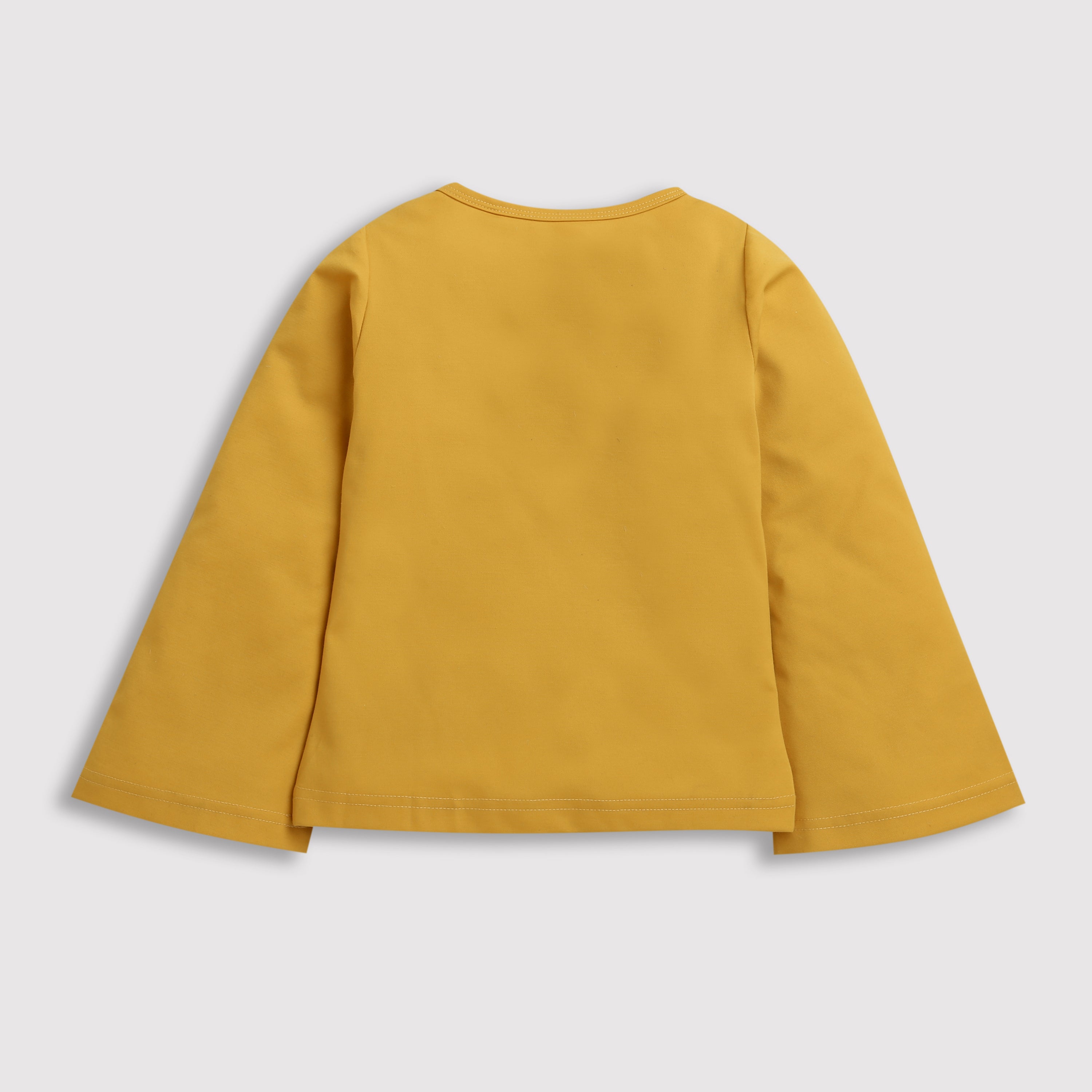 Tiny Girl Mustard Graphic Full-Sleeve Tee for Girls