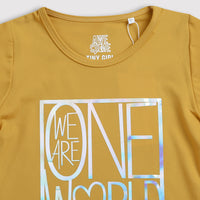 Tiny Girl Mustard Graphic Full-Sleeve Tee for Girls