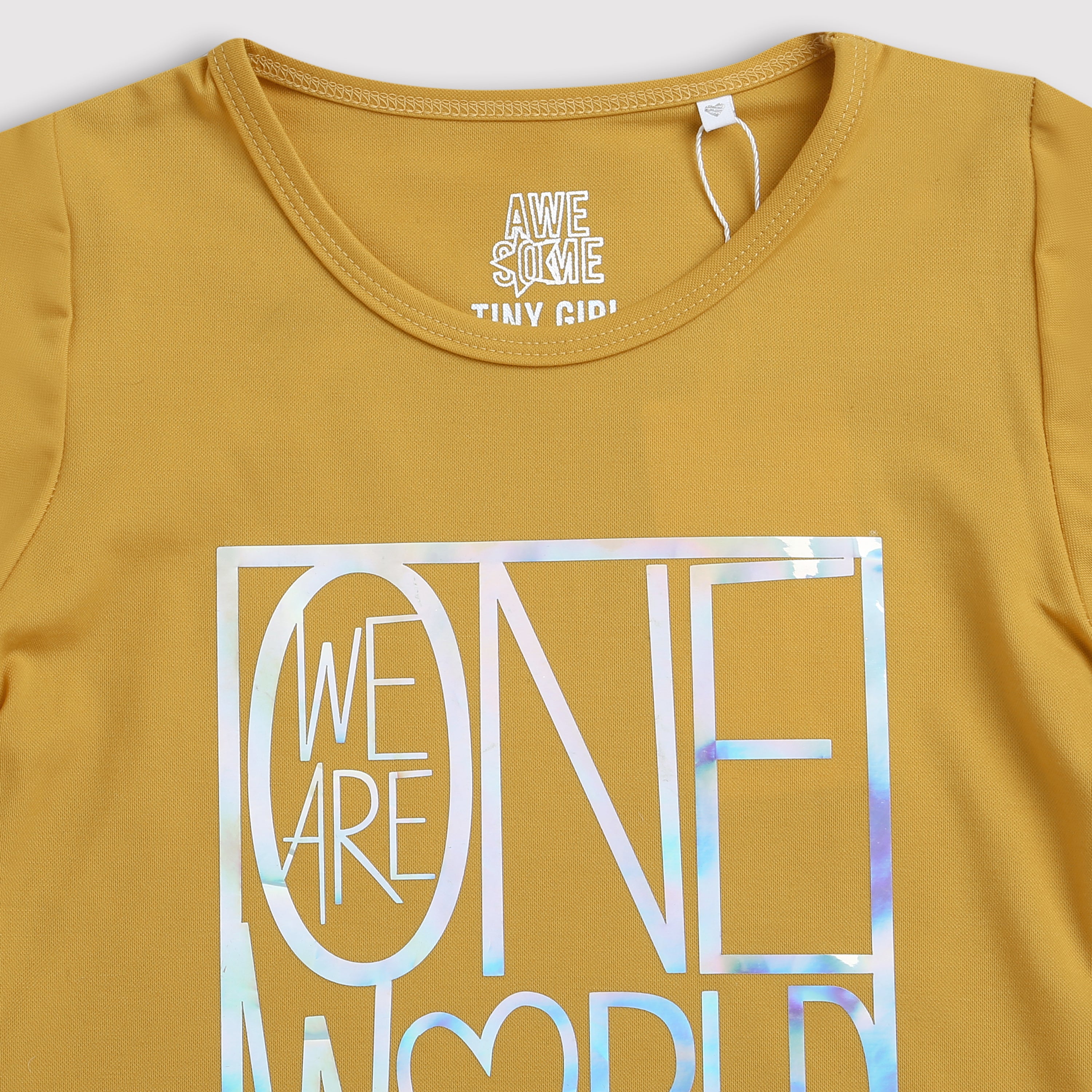 Tiny Girl Mustard Graphic Full-Sleeve Tee for Girls