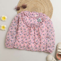 Tressel Pink Floral Hoodie Jacket for Girls