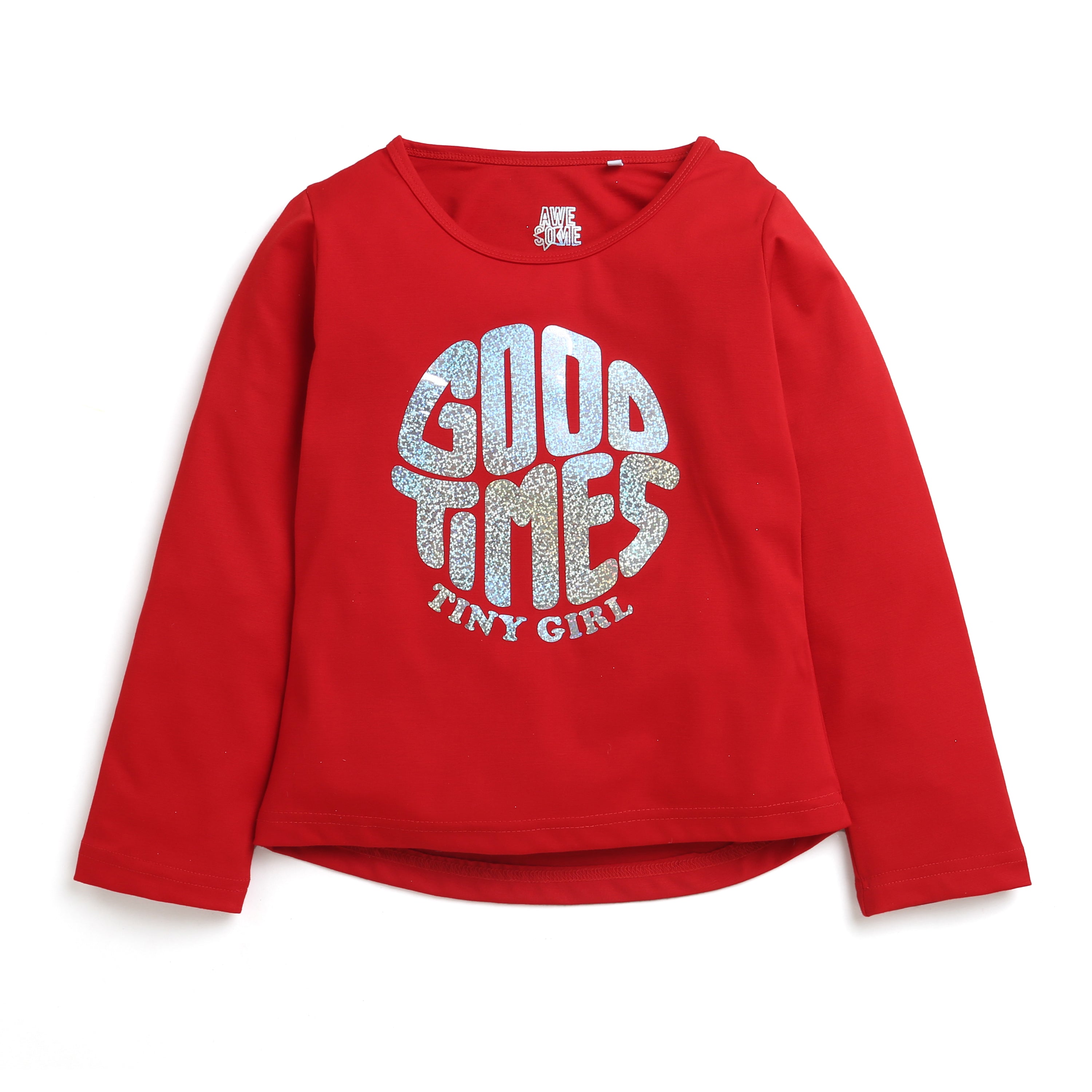 Tiny Girl Red Full Sleeve Graphic Top for Girls