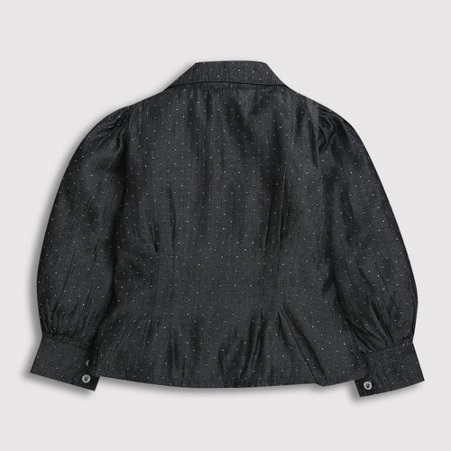 Black Puff Sleeve Button Shirt TG4099