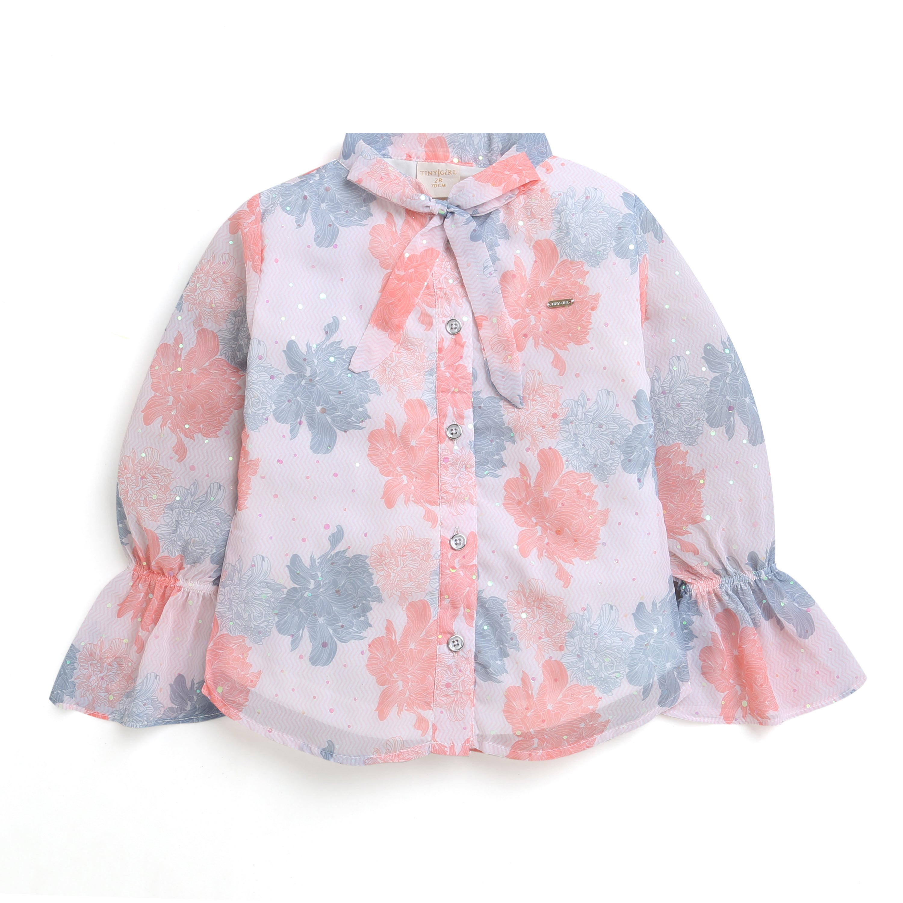 Tiny Girl Floral Bell Sleeve Top for Girls