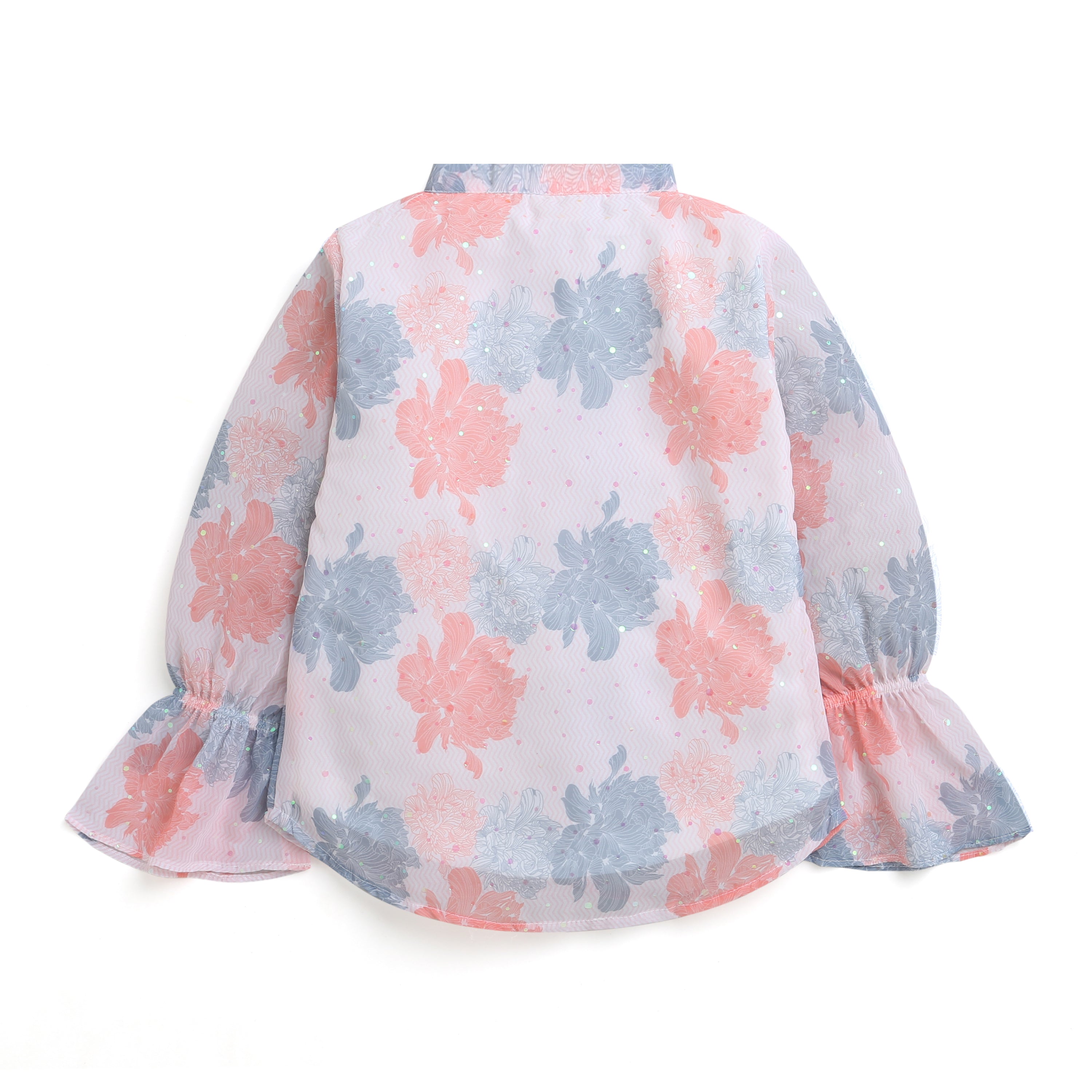 Tiny Girl Floral Bell Sleeve Top for Girls