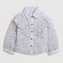 Tiny Girl White Polka Frill Collar Shirt for Girls