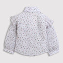 Tiny Girl White Polka Frill Collar Shirt for Girls