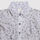 Tiny Girl White Polka Frill Collar Shirt for Girls