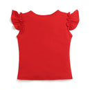 Tiny Girl Red Ruffle Sleeve Graphic Top – Cute Casual Wear for Girls