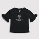 Tiny Girl Black Star Sparkle Top – Stylish Party Casual for Girls