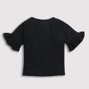 Tiny Girl Black Star Sparkle Top – Stylish Party Casual for Girls