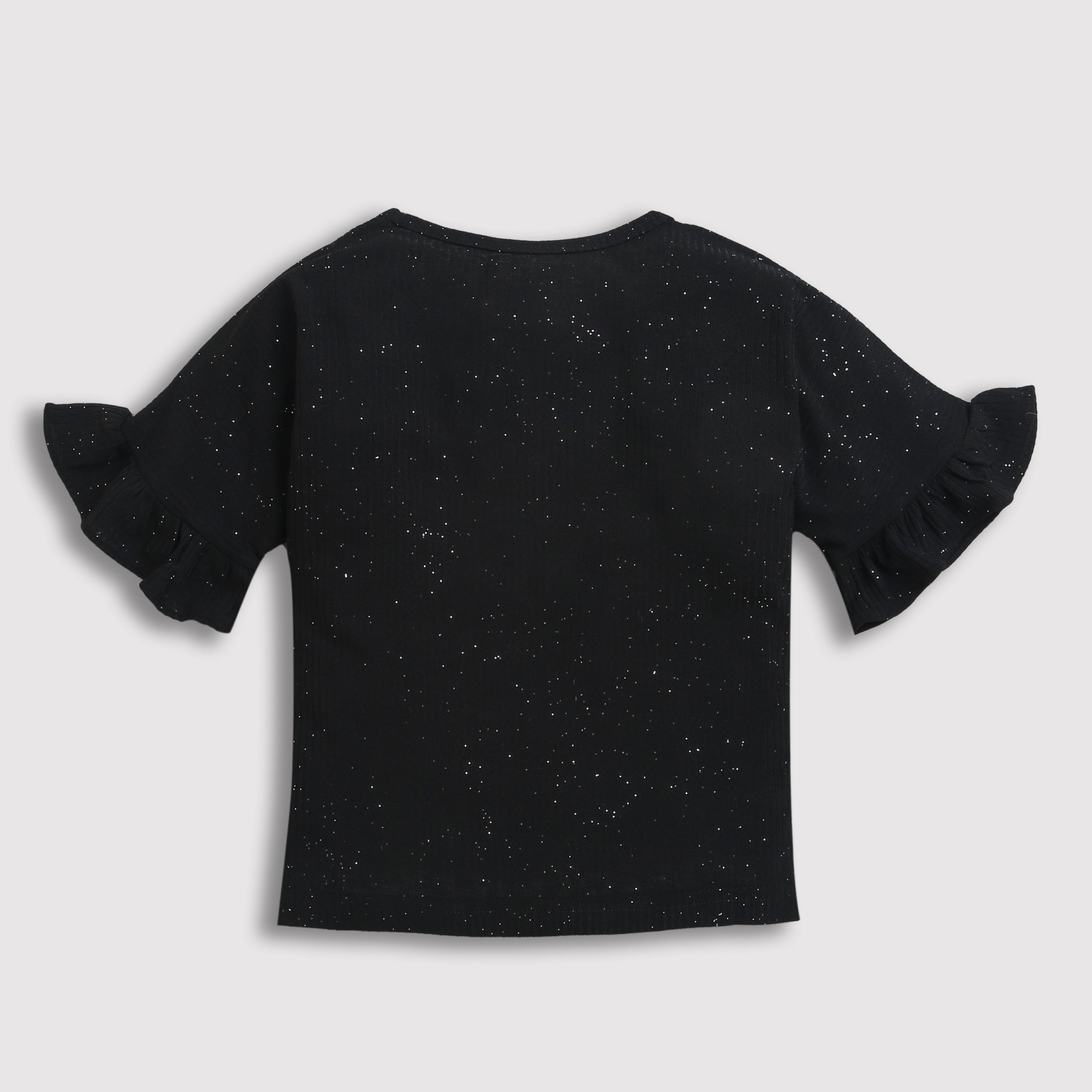 Tiny Girl Black Star Sparkle Top – Stylish Party Casual for Girls