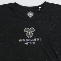 Tiny Girl Black Star Sparkle Top – Stylish Party Casual for Girls