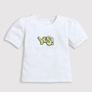 Tiny Girl White Graphic Puff Sleeve Top – Everyday Fashion Tee