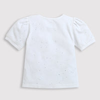 Tiny Girl White Graphic Puff Sleeve Top – Everyday Fashion Tee