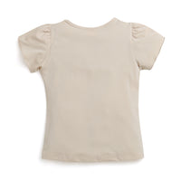 Tiny Girl Beige Cute Graphic Tee – Soft Casual Wear for Girls