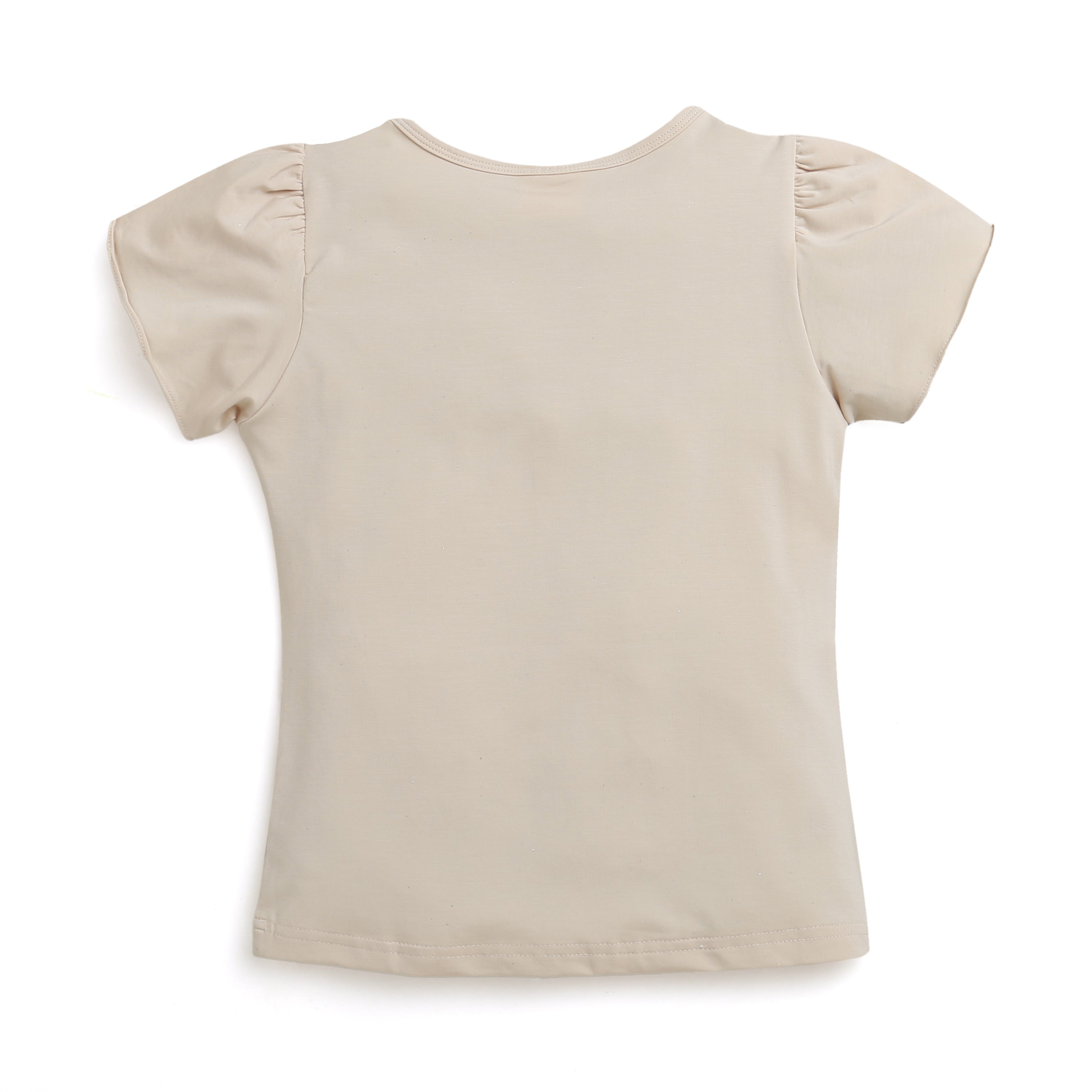 Tiny Girl Beige Cute Graphic Tee – Soft Casual Wear for Girls