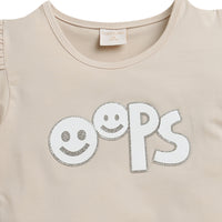 Tiny Girl Beige Cute Graphic Tee – Soft Casual Wear for Girls