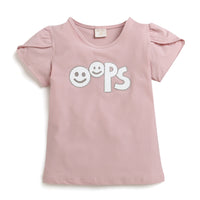 Girls Pink Graphic “Oops” Tee