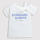 Girls White Bow Shoulder Slogan Top