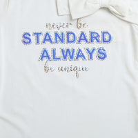 Girls White Bow Shoulder Slogan Top