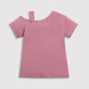 Girls Blush Pink Bow Shoulder Slogan Tee