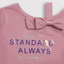 Girls Blush Pink Bow Shoulder Slogan Tee