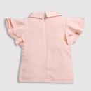 Girls Peach Ruffle Collar Top