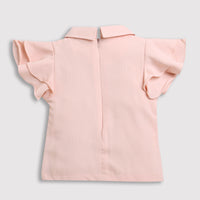 Girls Peach Ruffle Collar Top
