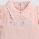 Girls Peach Ruffle Collar Top