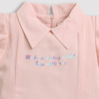 Girls Peach Ruffle Collar Top