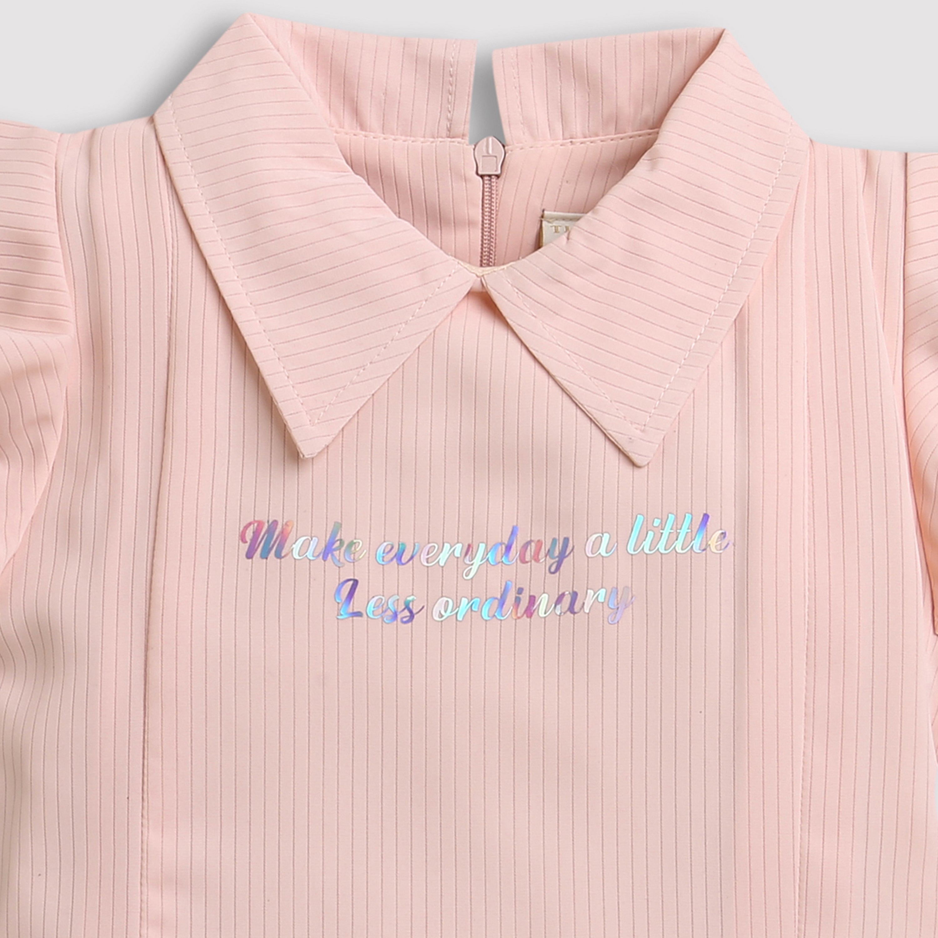Girls Peach Ruffle Collar Top