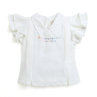 Girls White Ruffle Collar Top