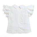 Girls White Ruffle Collar Top