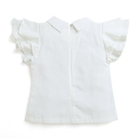 Girls White Ruffle Collar Top
