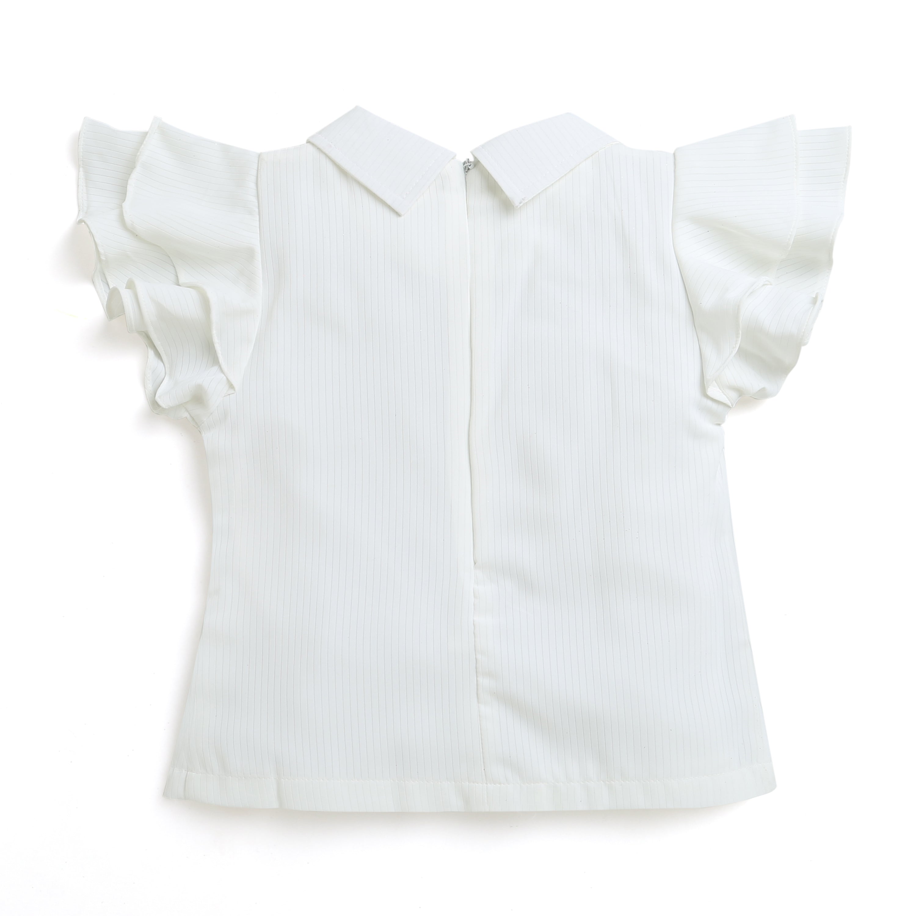Girls White Ruffle Collar Top