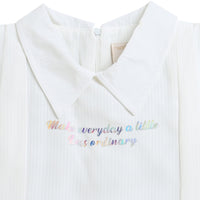 Girls White Ruffle Collar Top