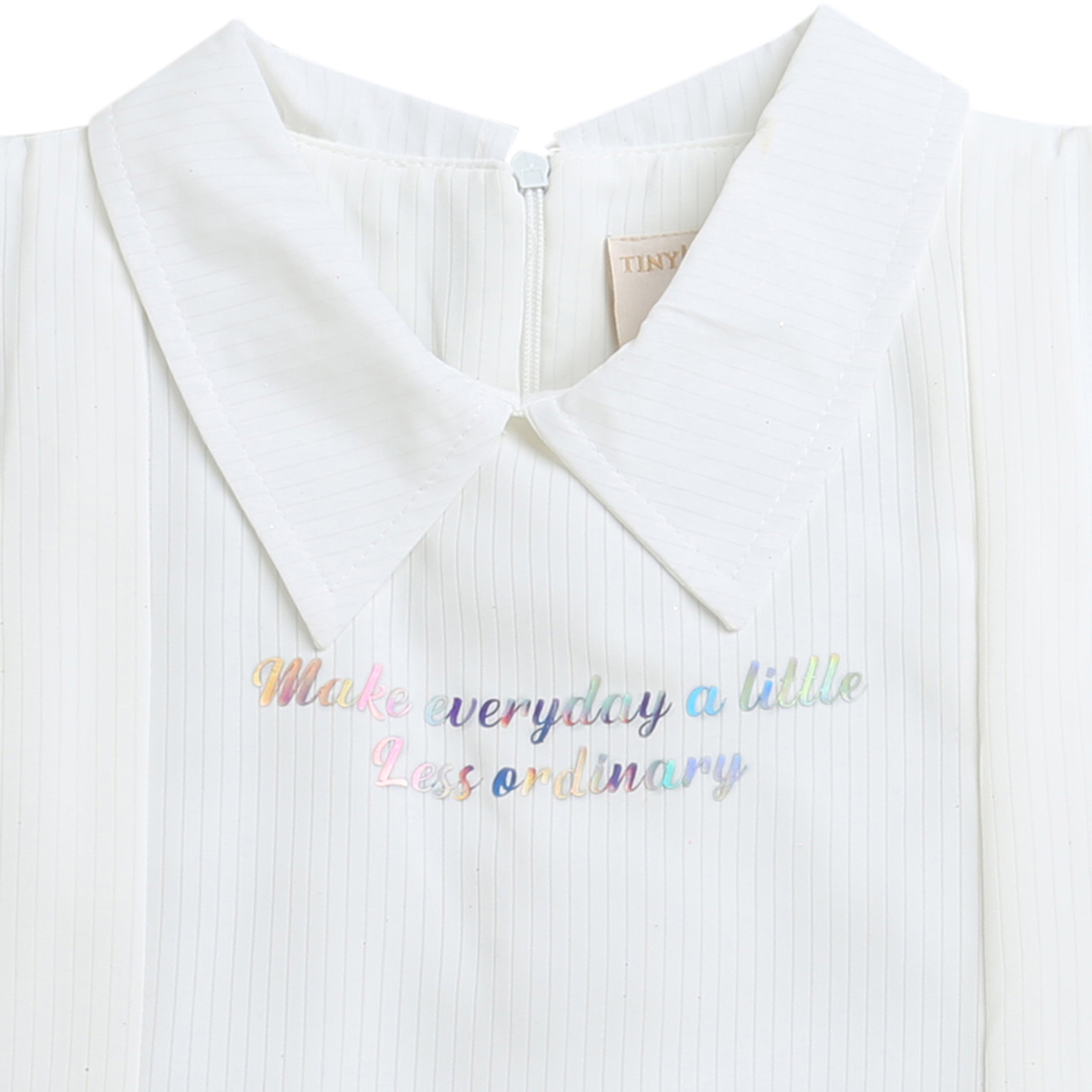 Girls White Ruffle Collar Top