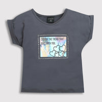 Girls Grey Holographic Graphic Tee
