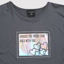 Girls Grey Holographic Graphic Tee