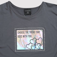 Girls Grey Holographic Graphic Tee