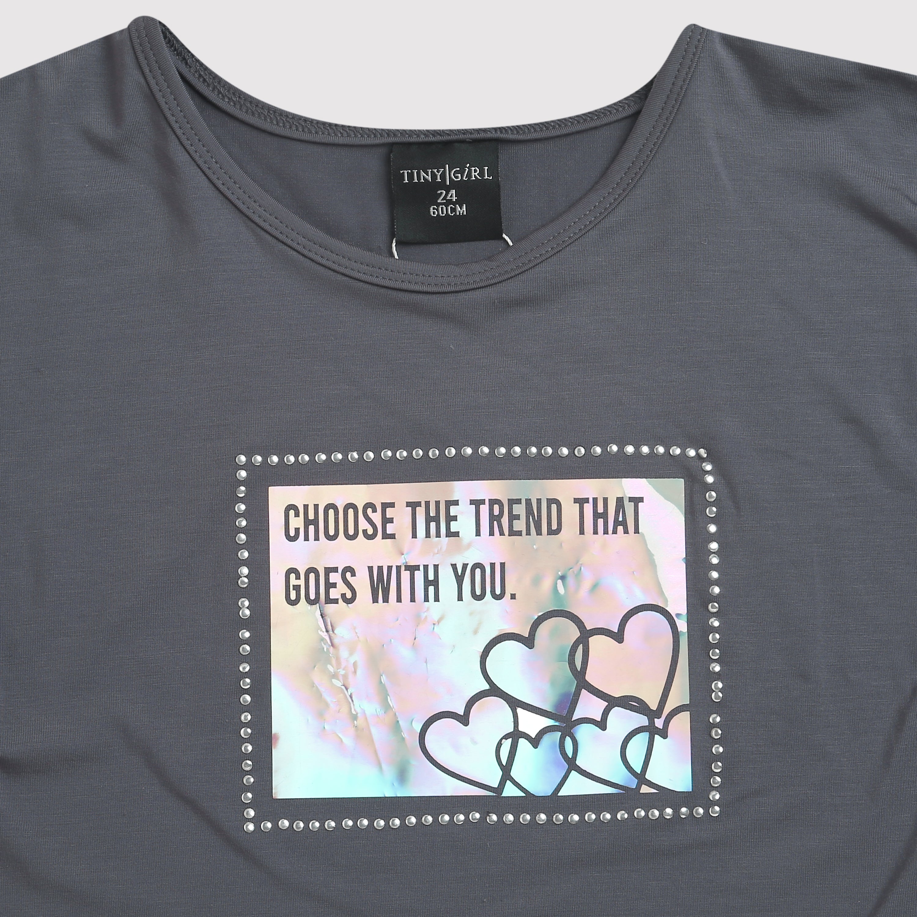 Girls Grey Holographic Graphic Tee