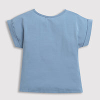 Girls Blue Holographic Graphic Tee