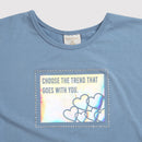 Girls Blue Holographic Graphic Tee