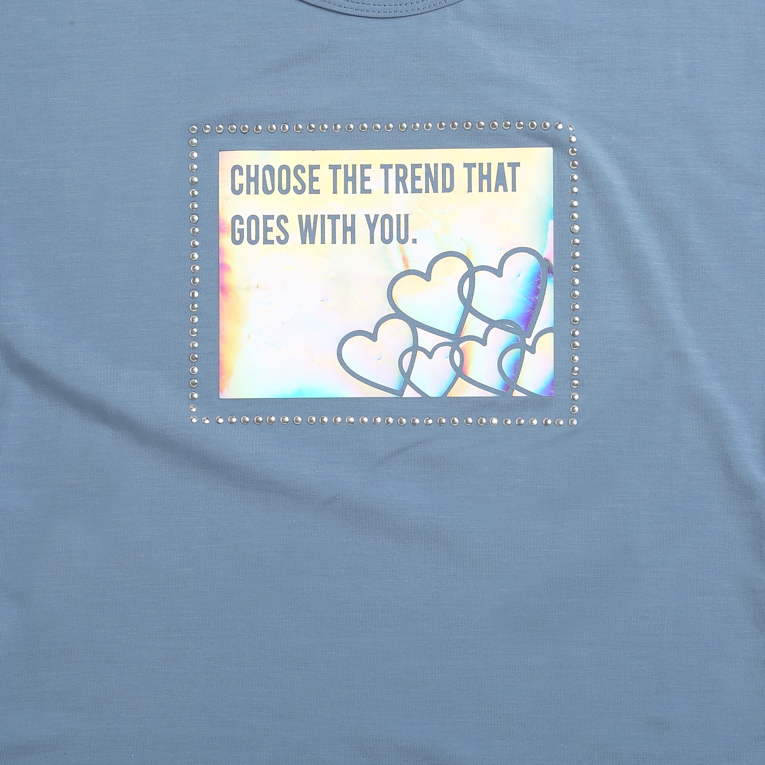 Girls Blue Holographic Graphic Tee