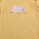 Girls Yellow Glitter Text Frill Sleeve Top