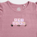 Girls Onion Pink Glitter Text Frill Sleeve Top